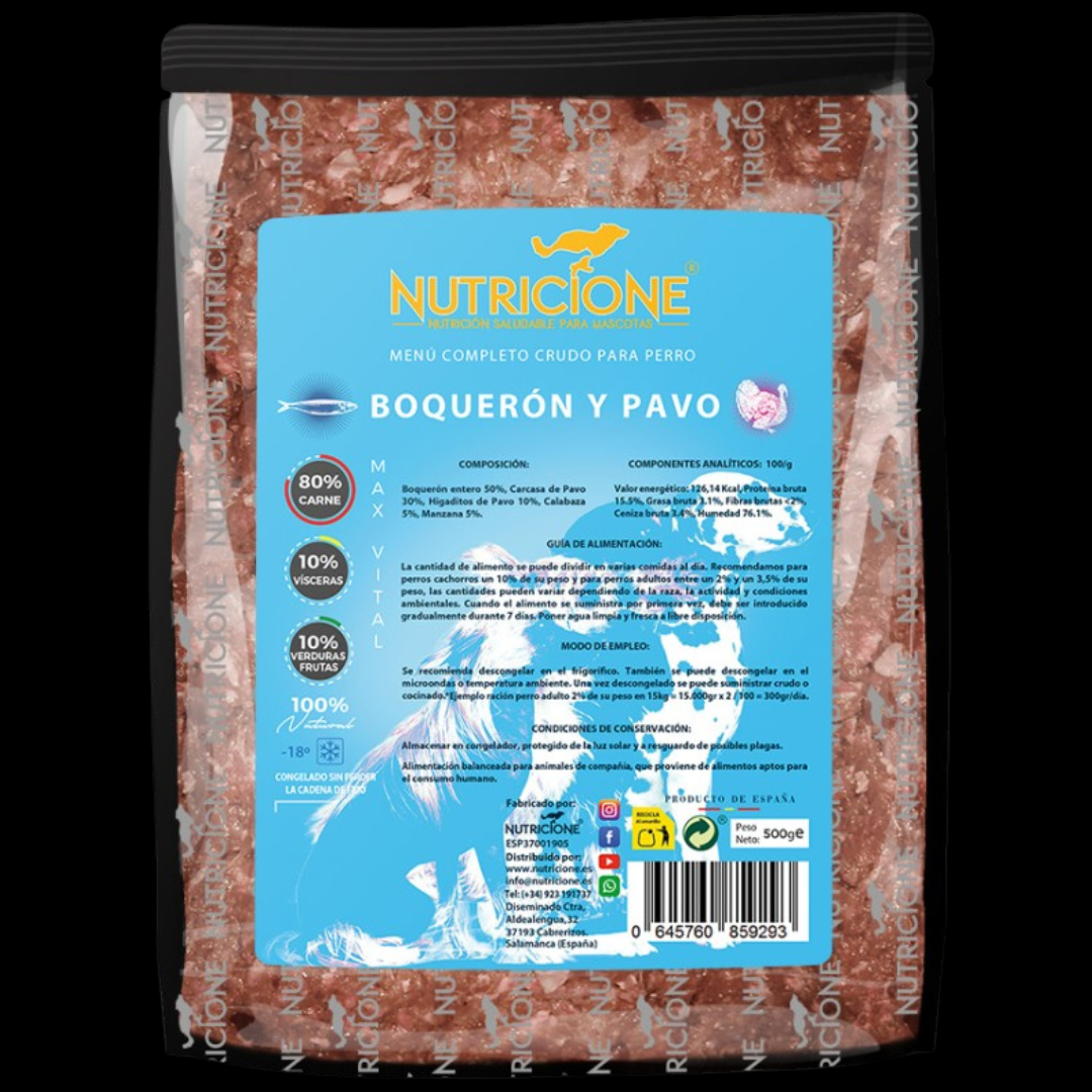 Original Barf | Menú Completo Boquerón Cocinado/Pavo