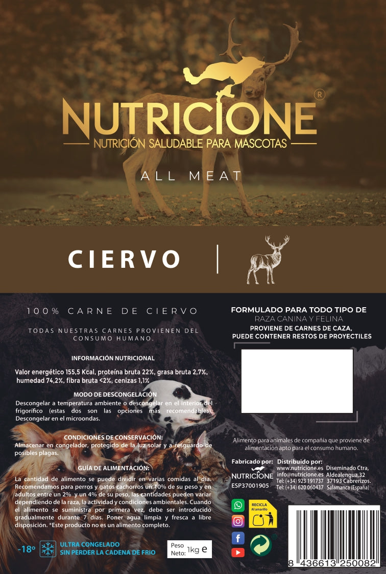 All Meat Barf Ciervo 1Kg | Todo Carne Ciervo 1Kg