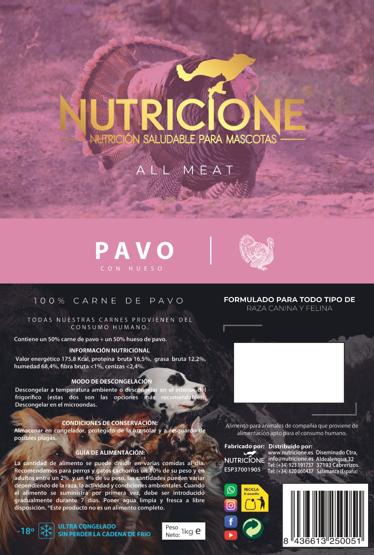 All Meat Barf Pavo 1Kg | Todo Carne Pavo 1 Kg