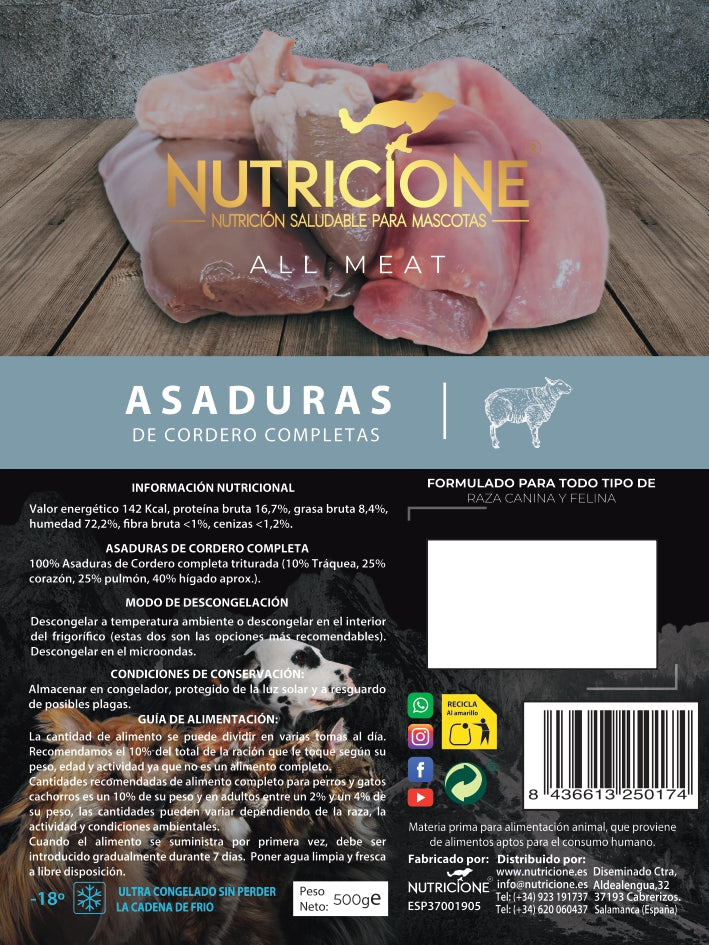 Asaduras de Cordero 500gr |  All meat | BARF