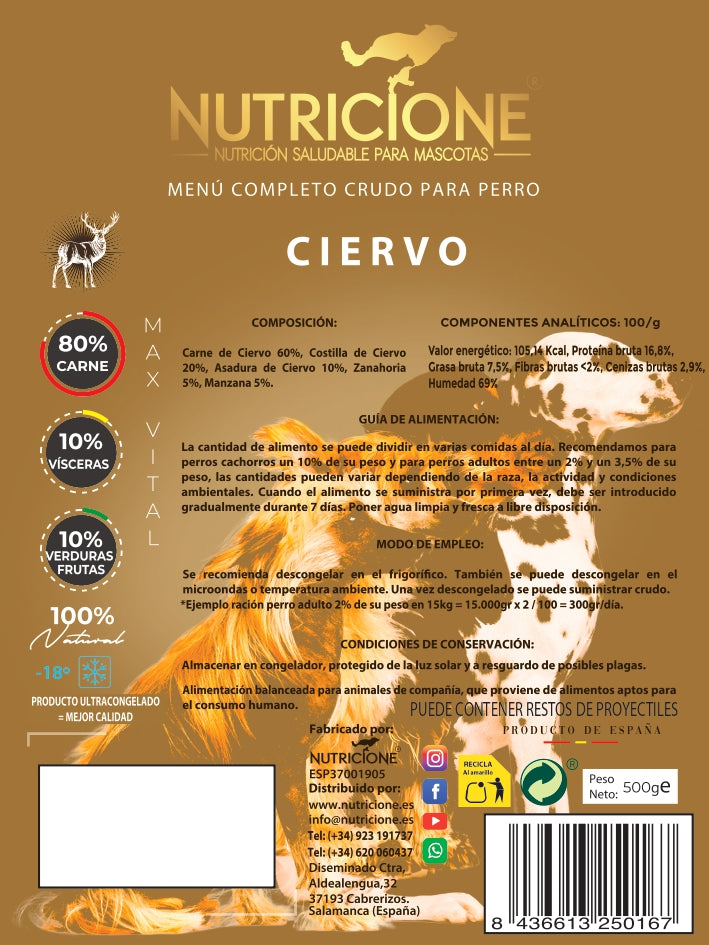 Original Barf | Menú Completo Ciervo Monoproteico