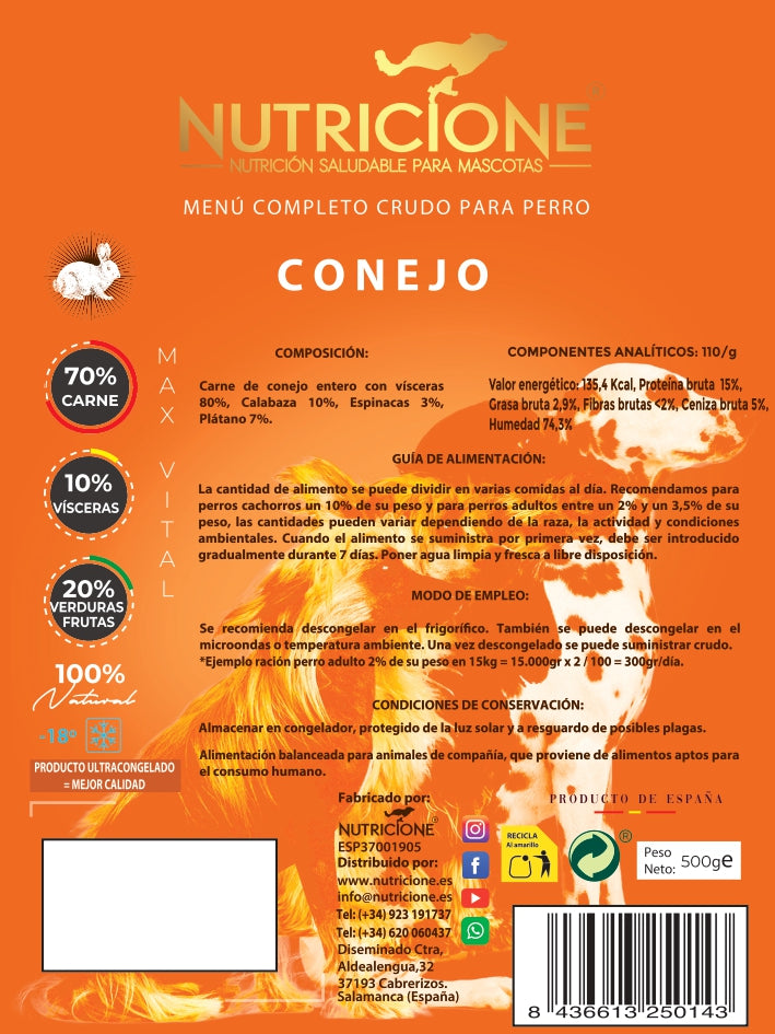 Original Barf | Menú Completo Conejo Monoproteico