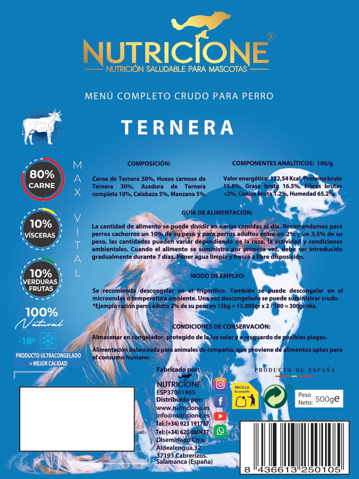 Original Barf | Menú Completo Ternera Monoproteico