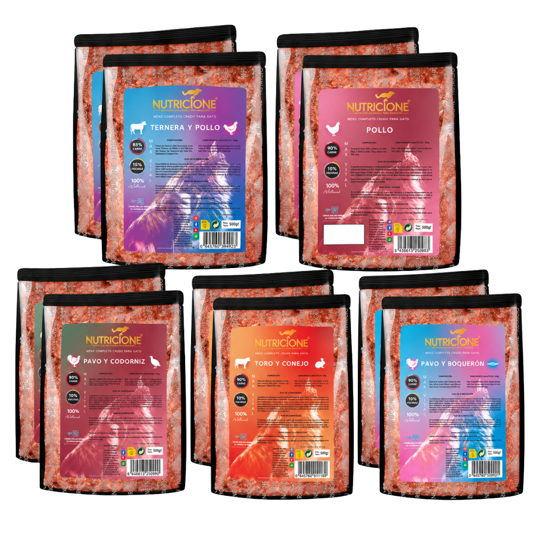 PACK DEGUSTACIÓN GATOS - 5 Tipos (10 paquetes- 500gr/ud)