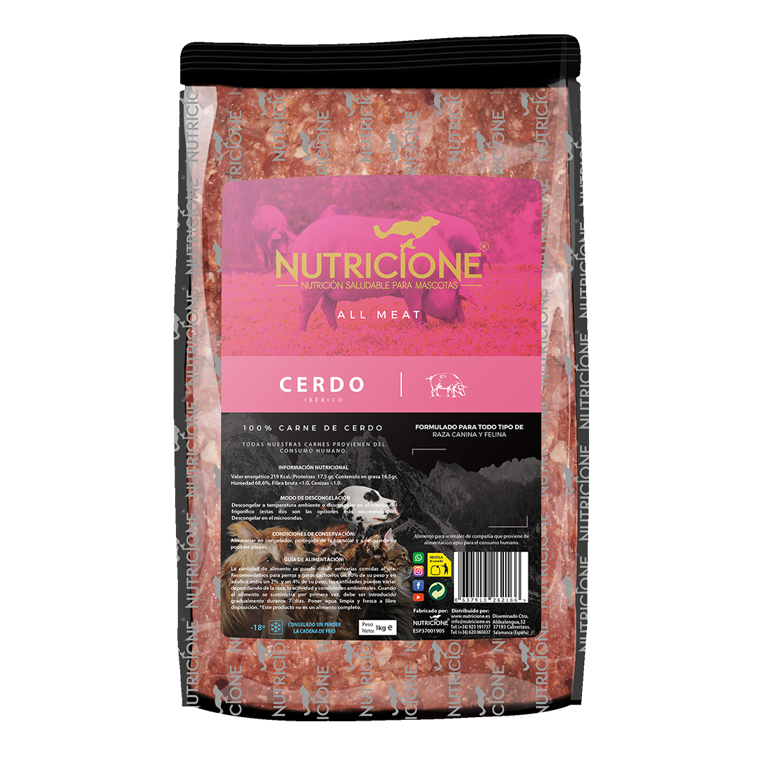 All Meat Barf Cerdo  Ibérico 1Kg  | Todo Carne Cerdo Ibérico 1Kg