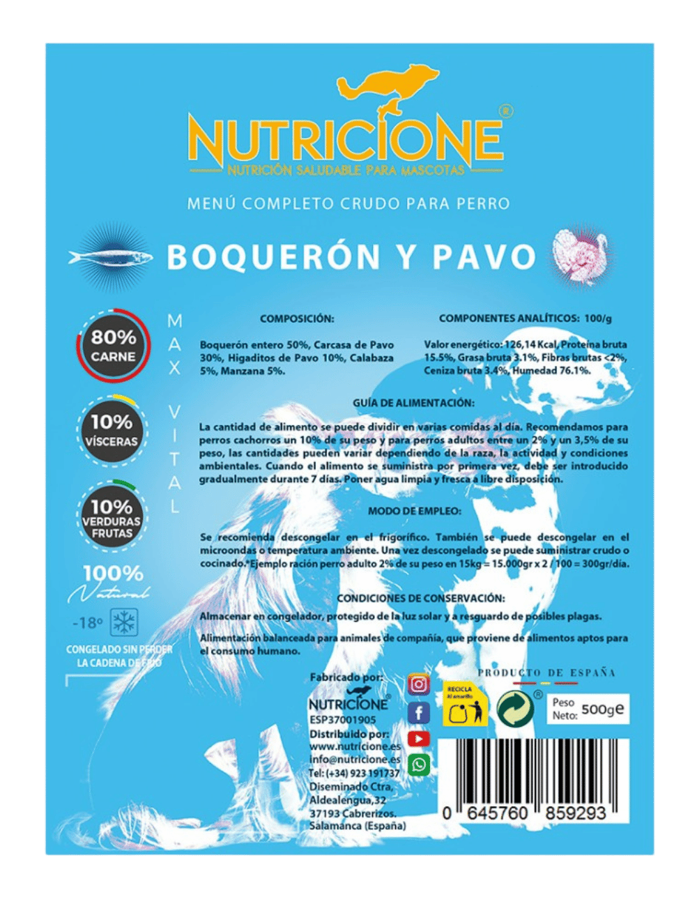 Original Barf | Menú Completo Boquerón Cocinado/Pavo