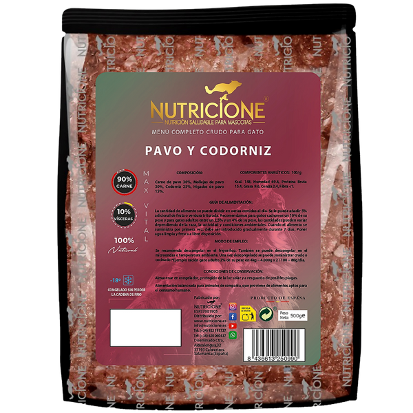 Original Barf | Menú Completo Pavo/Codorniz | Gatos