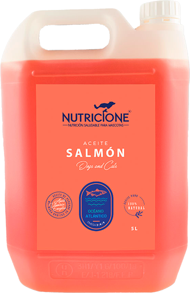 Garrafa de aceite de salmón para mascotas