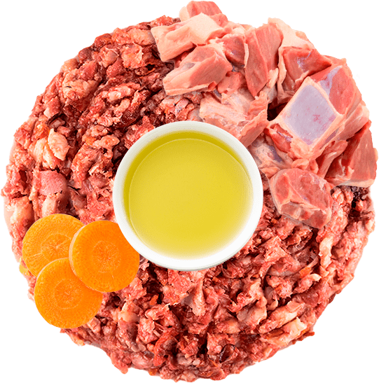 Carne y verduras naturales para menu barf del mes